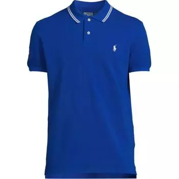 Polo Ralph Lauren Полосатая рубашка поло с вышитым пони с коротким рукавом Мужская рубашка поло Синий 710918851-007 XL