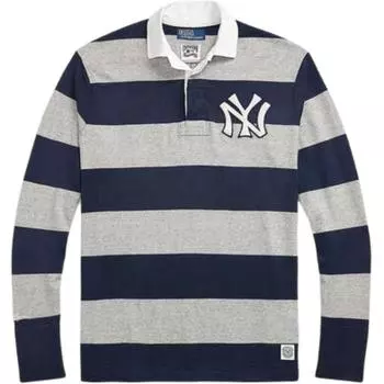 Polo Ralph Lauren Полосатая рубашка поло с длинным рукавом Мужские топы Темно-синий MNPOKNI16823862-410 S