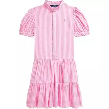 Polo Ralph Lauren Полосатое платье-пузырь с коротким рукавом Детские платья Розовое 313964281-001 XL
