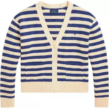 Polo Ralph Lauren Полосатый хлопковый вязаный кардиган с V-образным вырезом Детские кардиганы 313964944-001 M