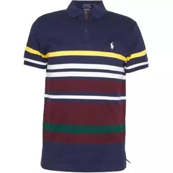 Polo Ralph Lauren Полосатый логотип вышитый короткий рукав поло рубашка мужская топы синий 710916532-001 S