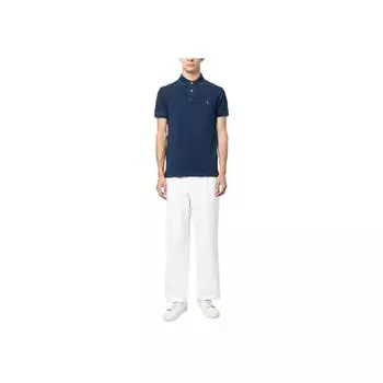 Polo Ralph Lauren Повседневная однотонная рубашка поло прямого кроя с коротким рукавом Мужская рубашка поло Синий 710680784-140 S