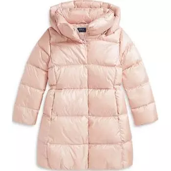 Polo Ralph Lauren Пуховик FW24 Однотонный С капюшоном Эластичная талия Длинный рукав Светло-розовый Детский Детская куртка 313939678-002 XL