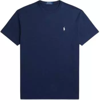 Polo Ralph Lauren Пуловер с круглым вырезом и вышивкой логотипа, прямого кроя, футболка с коротким рукавом, мужской топ, синий MNPOTSH1N822532410 L