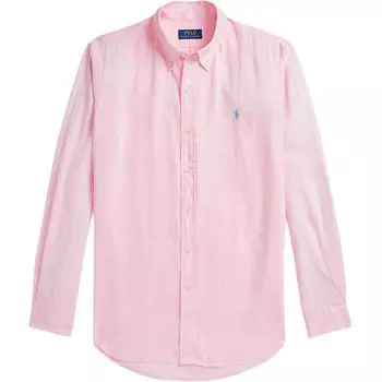 Polo Ralph Lauren Рубашка мужская классического кроя из льна и хлопка с вышивкой в виде знаковой пони Розовая MNPOWOV16824134650 M