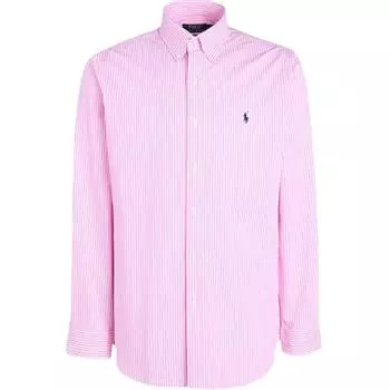 Polo Ralph Lauren Рубашка мужская поплин в полоску с вышивкой пони, с длинным рукавом, розовая 712818501-001 XS