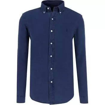 Polo Ralph Lauren Рубашка с длинным рукавом с вышивкой маленького логотипа пони для мужчин, рубашки, индиго 710716303-001 XS