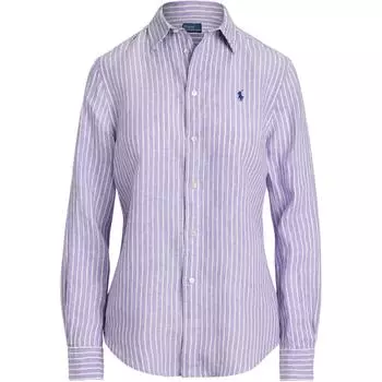 Polo Ralph Lauren Рубашка в полоску однобортная с длинным рукавом женская фиолетовая 211970691-002 L