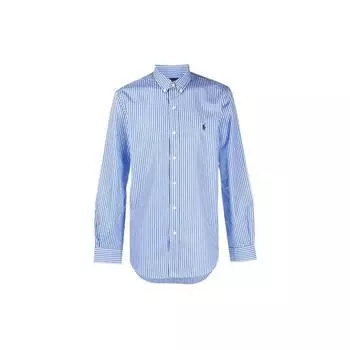 Polo Ralph Lauren рубашка в полоску с длинным рукавом и вышивкой пони мужские рубашки синего цвета 710769973-001 S