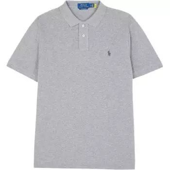 Polo Ralph Lauren Slim Fit Хлопок Логотип Однотонный Прямой Покрой Рубашка Поло Мужские Топы Серый 710680784-343 M
