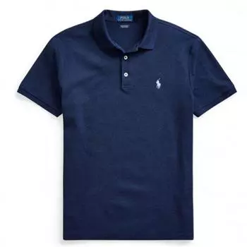 Polo Ralph Lauren Slim Fit Однотонная рубашка поло с коротким рукавом и вышитым логотипом Мужские топы Темно-синего цвета 710675974-058 XS