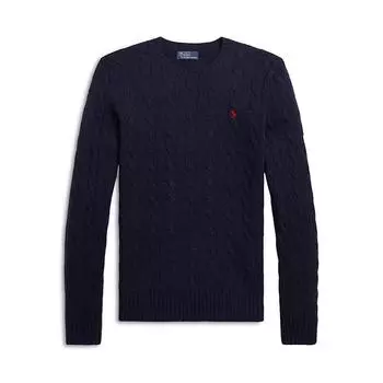 Polo Ralph Lauren Solid Logo Embroidered Cable Knit свитер женский свитер темно-синий 211910421-003 S