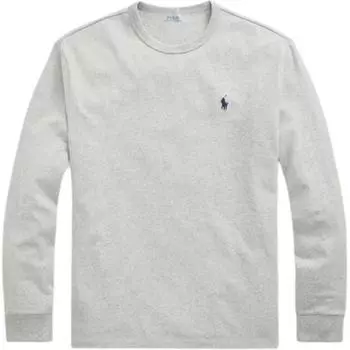 Polo Ralph Lauren Solid Logo Embroidered Crew Neck Loose Long Sleeve T Shirt Men tops Gray MNPOTSH16820166-020 M