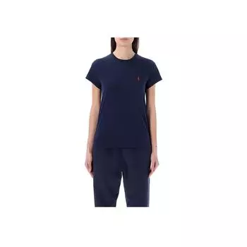 Polo Ralph Lauren Solid Logo Футболка с круглым вырезом и коротким рукавом Женская футболка темно-синего цвета 211898698C-006 XS