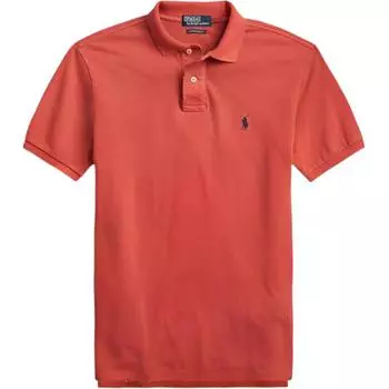 Polo Ralph Lauren Solid Logo Pony Вышитый Повседневный Рубашка Поло с Коротким Рукавом Мужские Топы Темно-Оранжевый 710670136-043 M