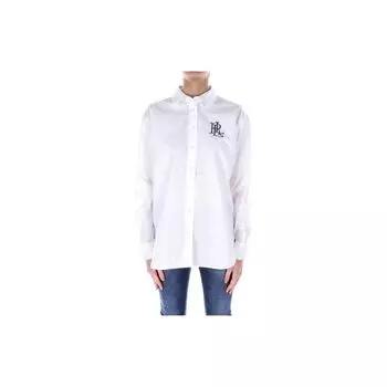 Polo Ralph Lauren Solid Logo Удобная рубашка с длинным рукавом Женские рубашки Белого цвета 200932538-001 S