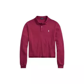 Polo Ralph Lauren Solid Logo Вышитая рубашка поло с длинным рукавом Женские топы Фиолетовый WMPOKNINB920044-500 L
