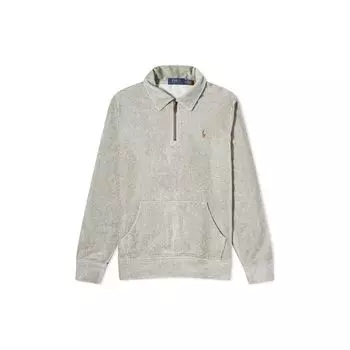 Polo Ralph Lauren Solid Logo Вышитый длинный рукав Поло Рубашка Мужская Серый 710877155-007 XL