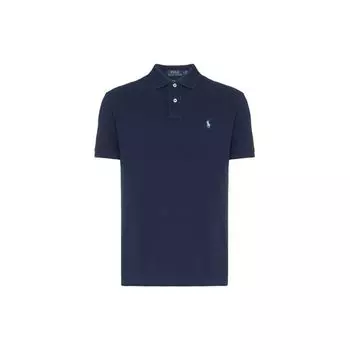 Polo Ralph Lauren Solid Logo Вышитый короткий рукав Поло Рубашка мужская темно-синяя 710666998-001 XS