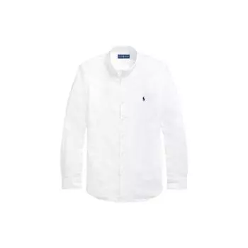 Polo Ralph Lauren Solid Logo Вышитый Повседневная Рубашка С Длинным Рукавом Мужские Рубашки Белый 710832479-001 XS