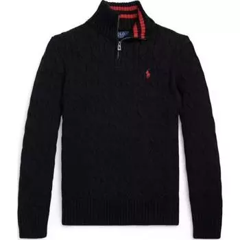 Polo Ralph Lauren Solid Logo Вышитый свитер с косами, длинный рукав, детский свитер, черный 323868894-007 S