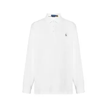 Polo Ralph Lauren Solid Logo Вышитый свитер Прямая рубашка поло с длинным рукавом Мужские топы Белый 710671784-016 XL