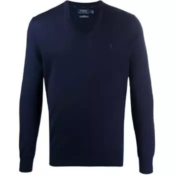 Polo Ralph Lauren Solid Logo Вышитый свитер шерстяной мужской свитер синий 710714347-004 S