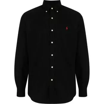Polo Ralph Lauren Solid Logo Вышитый заостренный воротник с длинным рукавом Рубашка Мужские рубашки Черный 710767906-004 M