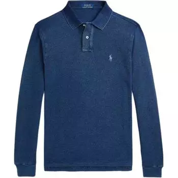Polo Ralph Lauren Solid Slim Fit Длинный рукав Поло Рубашка Мужская топы Deep-Indigo MNPOKNI16824218-400 S