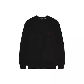 Polo Ralph Lauren Solid свободный крой круглый вырез трикотажный свитер мужской свитер черный 710810846-020 M
