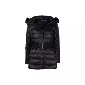 Polo Ralph Lauren Solid Waist Casual Long Sleeve Down Jacket Women Outwear Black 211849510001 XS