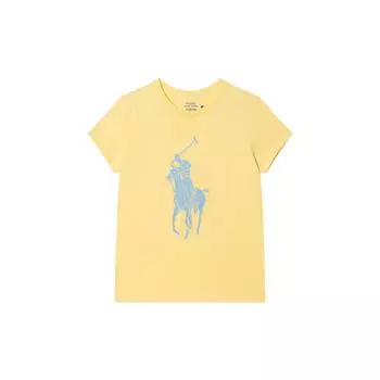 Polo Ralph Lauren Ss22 Big Pony Logo Knit Short Sleeve T-Shirt Women T Shirts Yellow WMPOKNINCU20463-700 XS