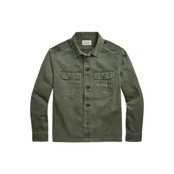 Polo Ralph Lauren Ss22 Хлопковая атласная рубашка с длинным рукавом Мужские рубашки Зеленые MNPOWOV16821975-300 S