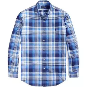 Polo Ralph Lauren SS22 клетчатая рубашка на пуговицах с длинным рукавом, приталенная рубашка, мужские рубашки, синяя MNPOWOV16822346 S
