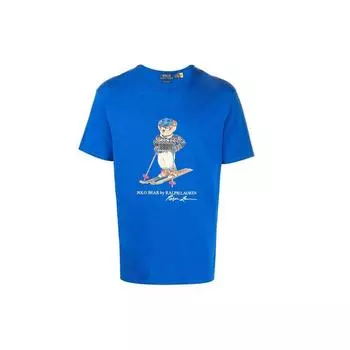 Polo Ralph Lauren SS22 Logo Teddy Bear Print Short Sleeve T-Shirt Men T Shirts Blue 710853310-005 M