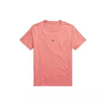 Polo Ralph Lauren Ss22 Однотонная футболка с вышивкой логотипа, хлопковая, с круглым вырезом, с коротким рукавом, мужская, футболки, розовая, MNPOTSH1N821386 XS