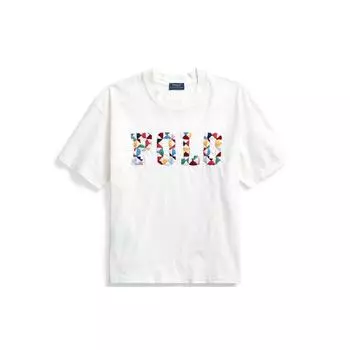 Polo Ralph Lauren Ss22 Однотонная футболка с логотипом, однотонная трикотажная футболка с круглым вырезом и короткими рукавами, женские топы, белая WMPOKNINCU20400-100 M