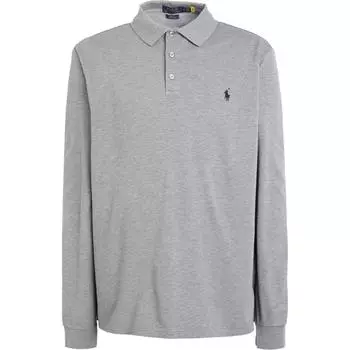 Polo Ralph Lauren SS22 Однотонная рубашка поло с длинным рукавом и вышивкой в виде маленького пони, мужские топы светло-серого цвета 710720846-008 XL