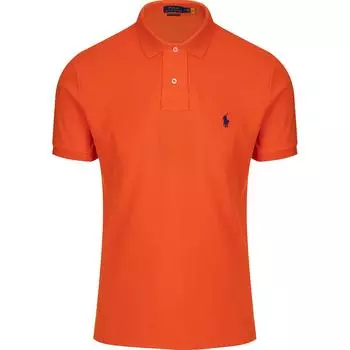 Polo Ralph Lauren SS22 Однотонная рубашка поло с коротким рукавом и вышитым логотипом, мужская рубашка, оранжевый цвет 710782592-024 XXL