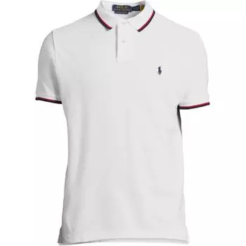 Polo Ralph Lauren SS22 Однотонная рубашка поло с коротким рукавом и вышитым маленьким логотипом в полоску, мужские топы, белая 710842621-002 XL