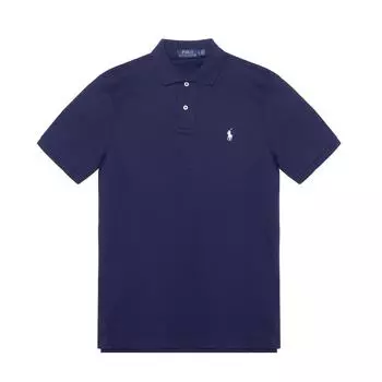 Polo Ralph Lauren SS22 Однотонная рубашка поло с коротким рукавом Мужская верхняя одежда Темно-синяя 710601296-003 XL