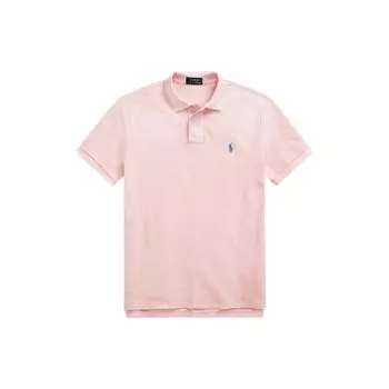 Polo Ralph Lauren SS22 Поло с коротким рукавом Custom Slim Fit однотонное с вышивкой логотипа бренда мужские топы розовый MNPOKNI1N821827 XS