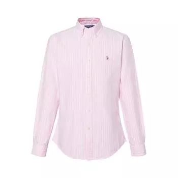 Polo Ralph Lauren Ss22 Полосатая рубашка с вышитым логотипом на пуговицах с длинным рукавом Мужские рубашки Розовые 710829448-002 M