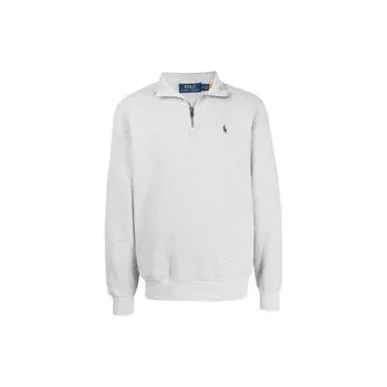Polo Ralph Lauren SS22 Pony Logo Zip Collar Sweatshirt Men sweatshirt Light-Serey 710849720002 S