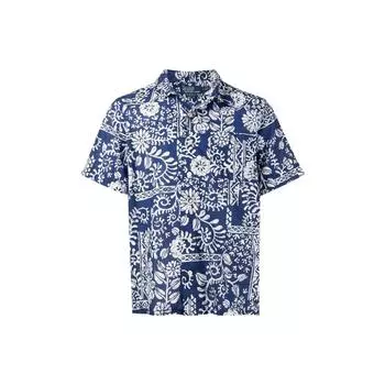 Polo Ralph Lauren SS22 Рубашка с цветочным принтом, воротником на пуговицах и короткими рукавами, мужская, синяя, 710864185-001 L