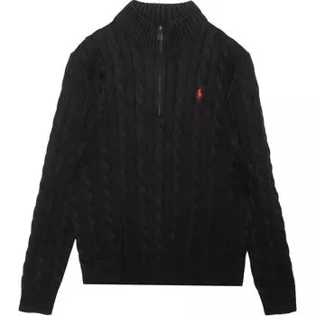 Polo Ralph Lauren Ss22 Solid Logo Вышитый вязаный косами воротник-молния длинный рукав свитер мужской свитер черный MNPOSWE16820773 S