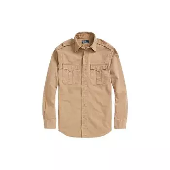 Polo Ralph Lauren SS22 Solid Pocket Polo Shirt Long Sleeve Shirt Men Shirts Khaki MNPOWOV16822141-250 M