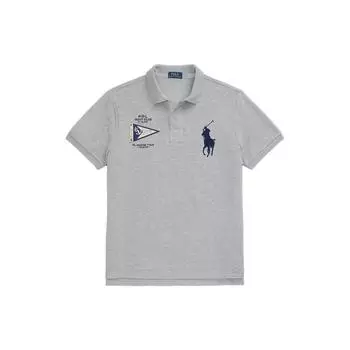 Polo Ralph Lauren SS23 Брендовый логотип Вышитый Прямой покрой Короткий рукав Поло Рубашка Мужская Топы Серый MNPOKNI1N822430-020 XL