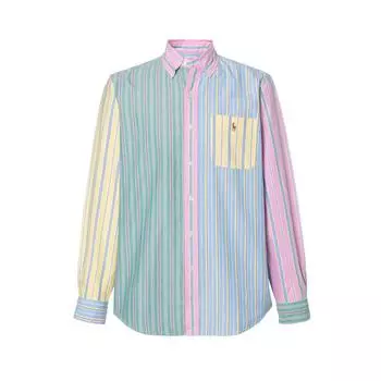 Polo Ralph Lauren SS23 Цветные блоки Полосатый карман Закругленный низ Застежка на пуговицы Длинный рукав Рубашки мужские Многоцветный MNPOWOV16822447-999 M