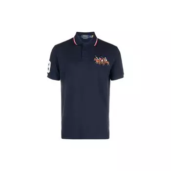 Polo Ralph Lauren SS23 Equestrian Knight вышитая рубашка поло с коротким рукавом мужская верхняя часть темно-синяя 710900614-006 XL